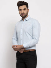 Blue Men's Cotton Striped Formal Shirt's ( SF 770Sky )